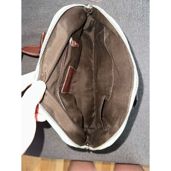 Coach Hampton Pebbled Leather Satchel Bag Cream Brown - Picture 6 of 9